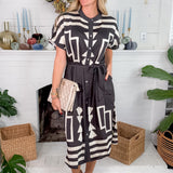 Danielle Black + White Geometric Shirt Dress THML
