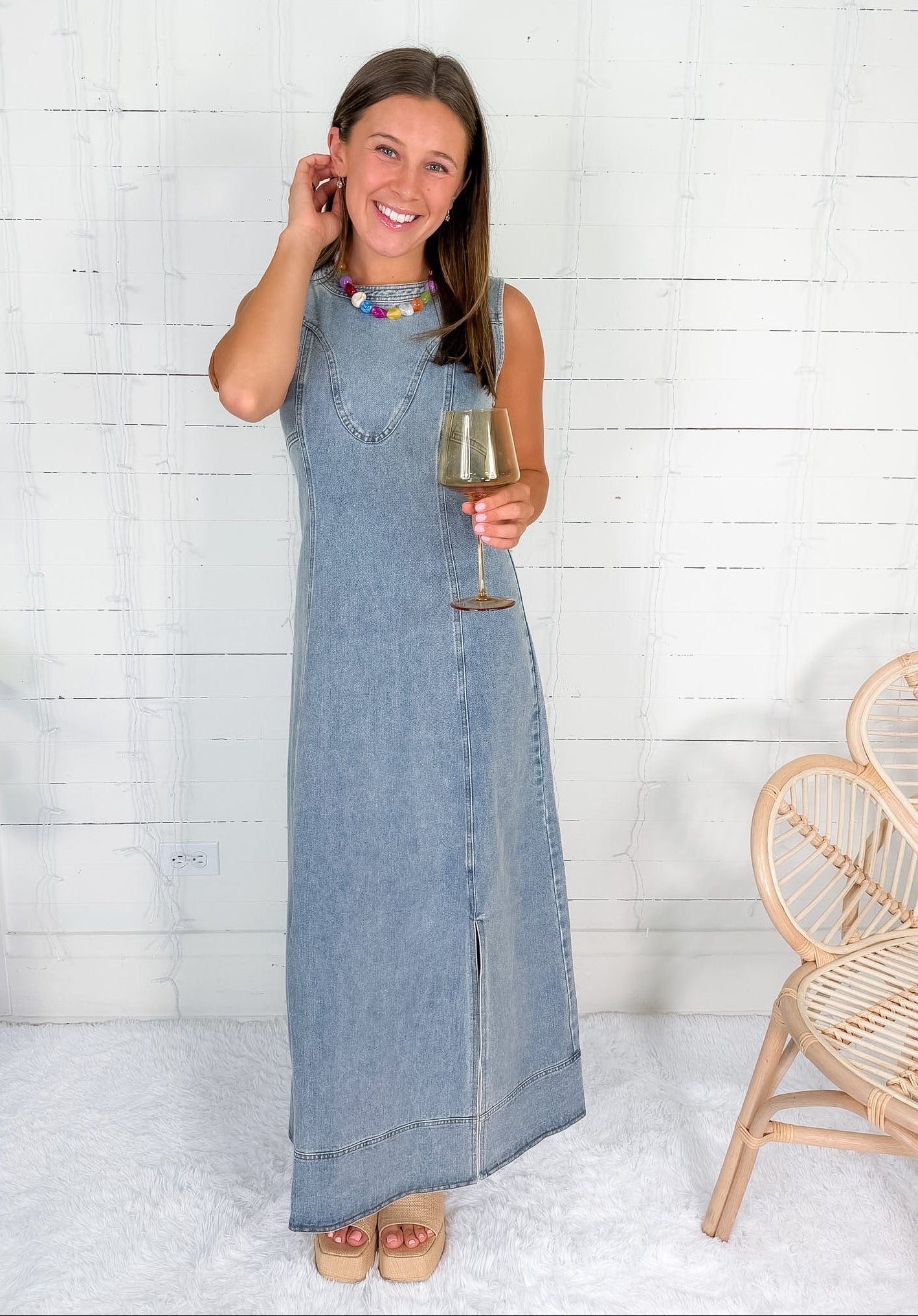 Darlene Light Denim Maxi Dress