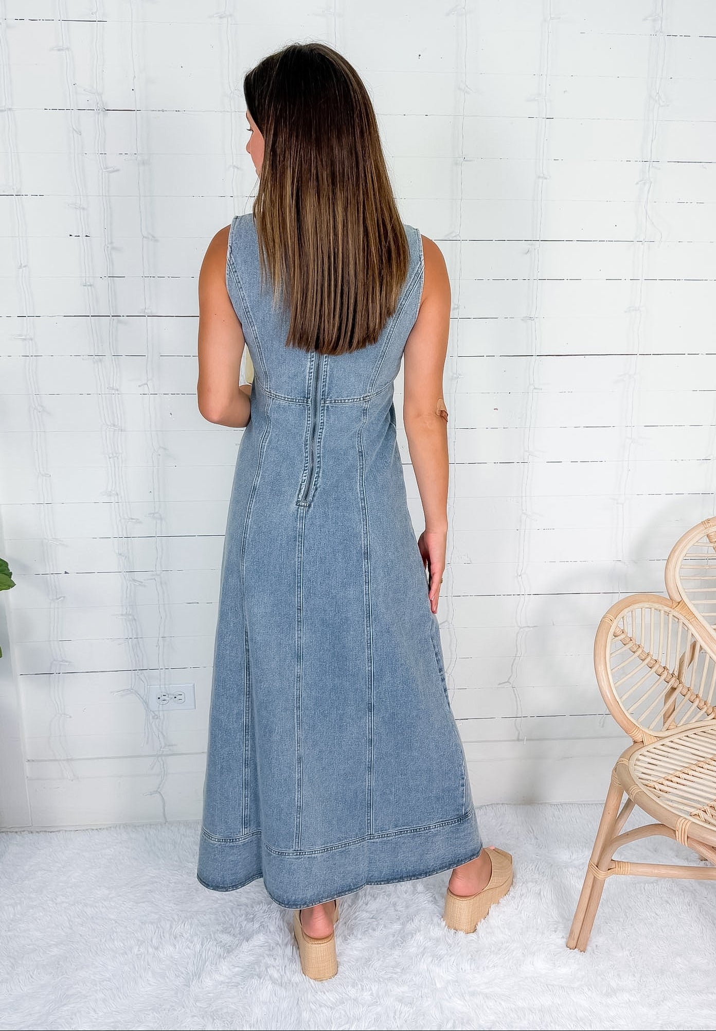 Darlene Light Denim Maxi Dress