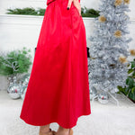 Davina Haute Red Taffeta Midi Ball Skirt Adrienne