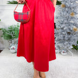 Davina Haute Red Taffeta Midi Ball Skirt Adrienne