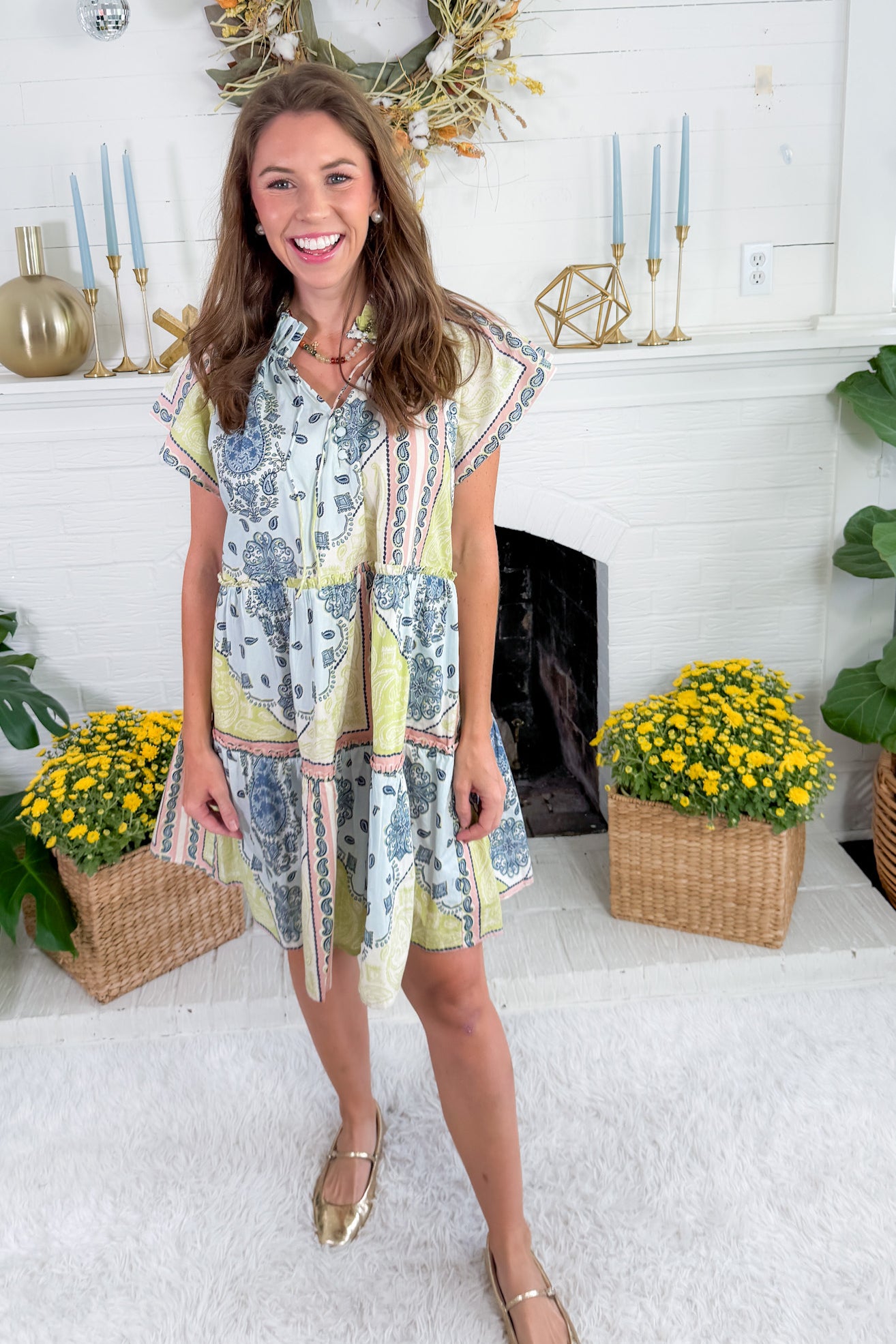Dayna Apple Bandana Mini Dress Double A the Brand 