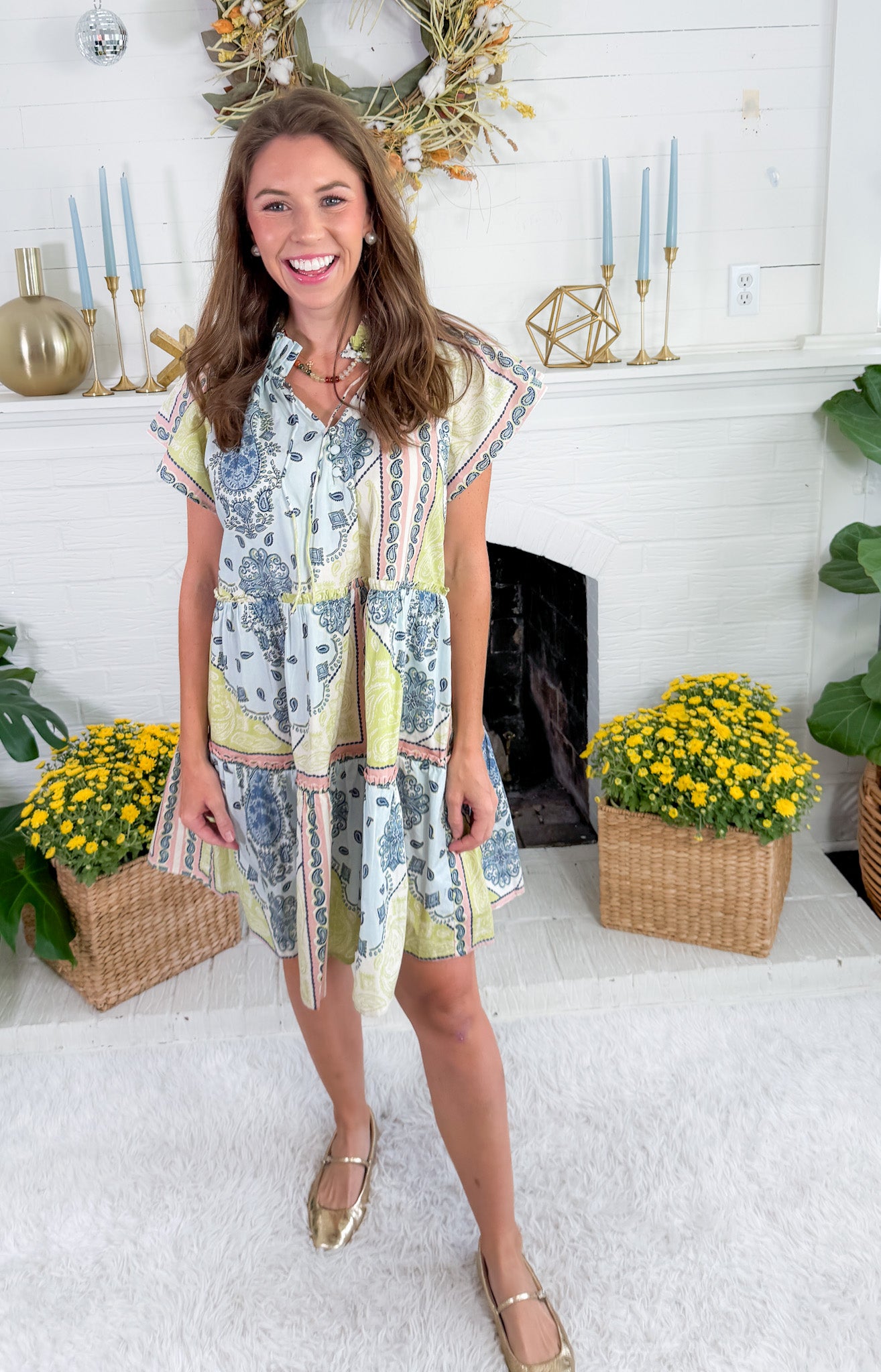 Dayna Apple Bandana Mini Dress Double A the Brand 
