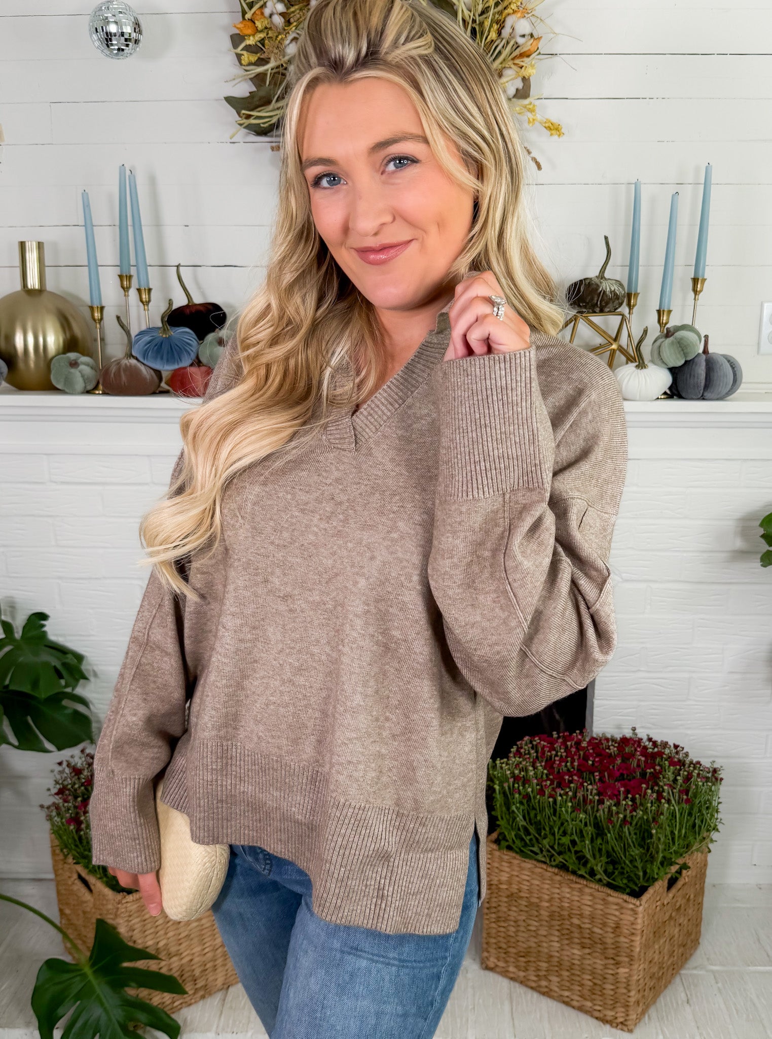 Delilah Espresso Collar Sweater