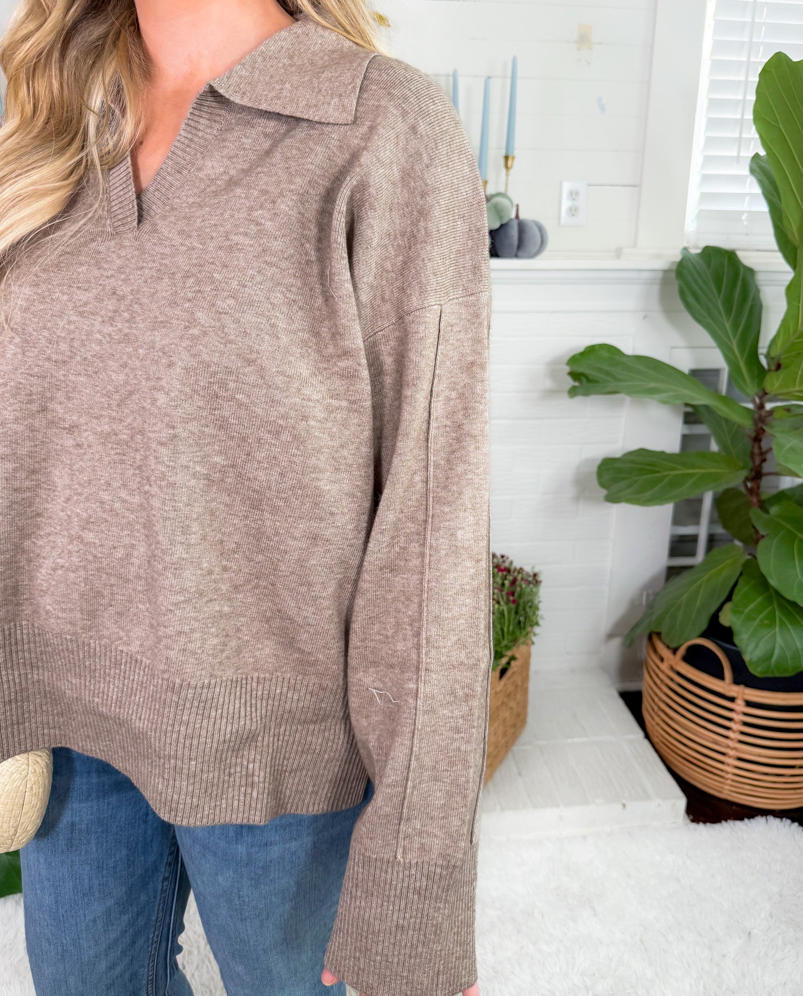 Delilah Espresso Collar Sweater