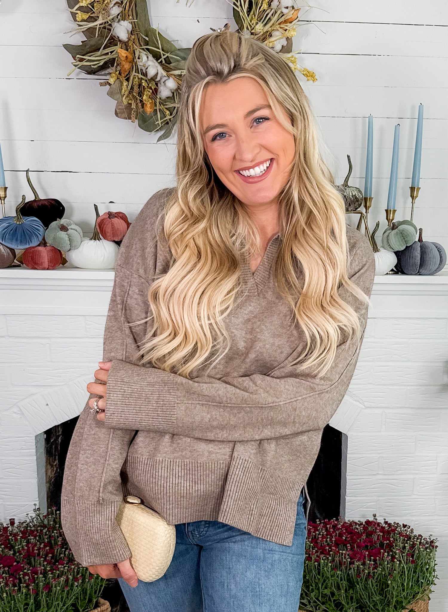 Delilah Espresso Collar Sweater