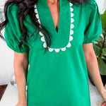 Delilah Kelly Green Scallop Neck Mini Dress