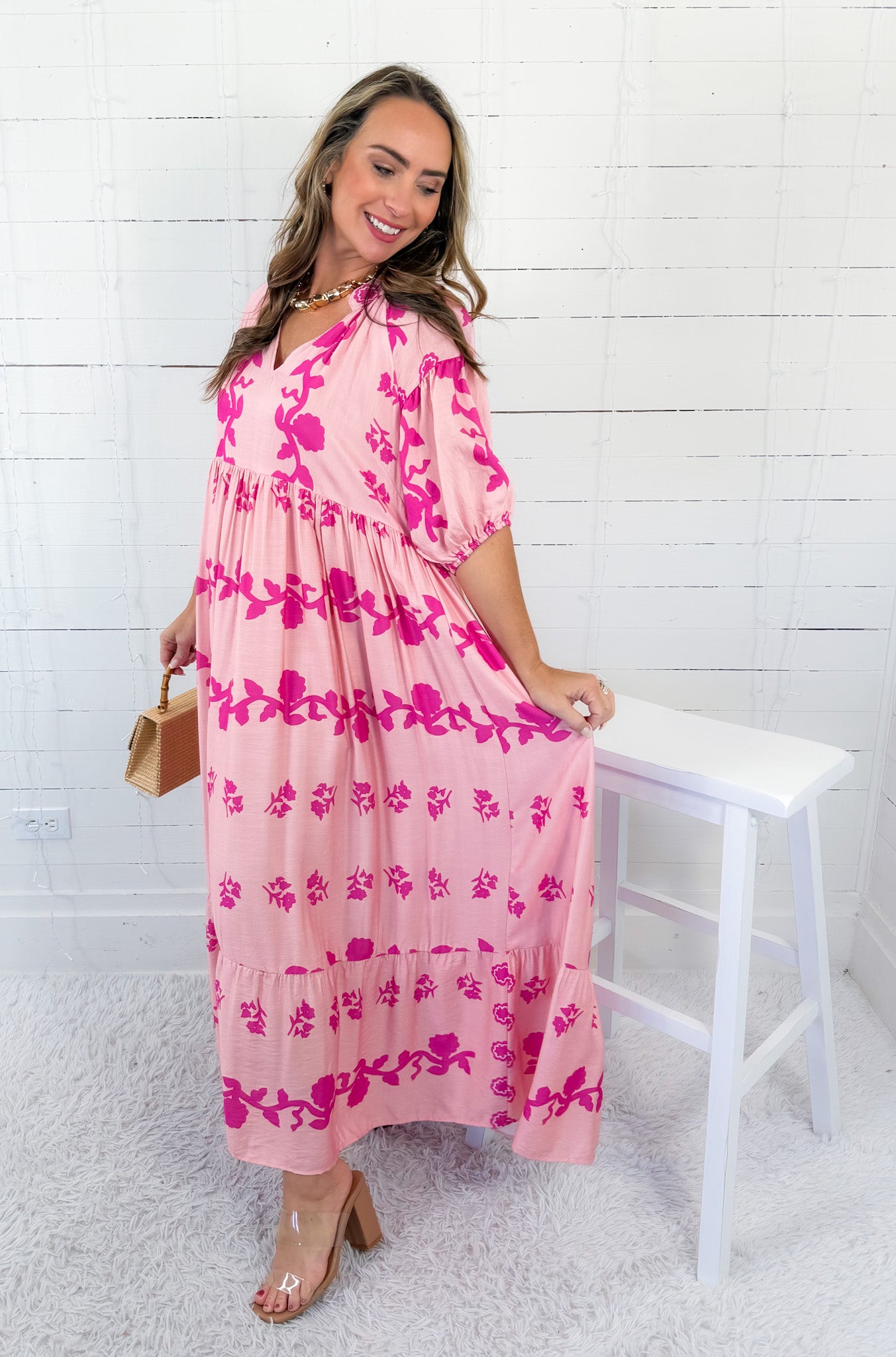 Delilah Shades of Pink Midi Dress Umgee