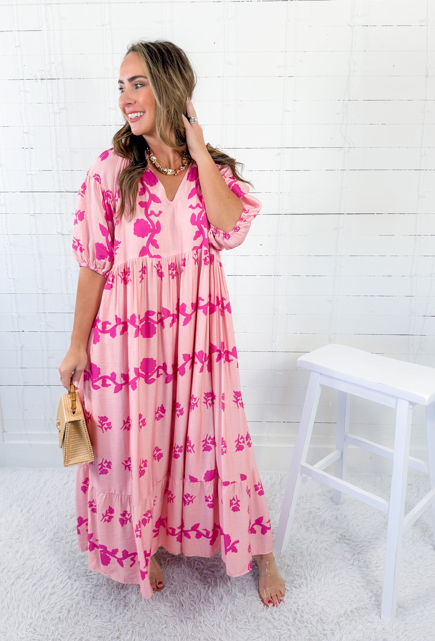 Delilah Shades of Pink Midi Dress Umgee