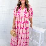 Delilah Shades of Pink Midi Dress Umgee