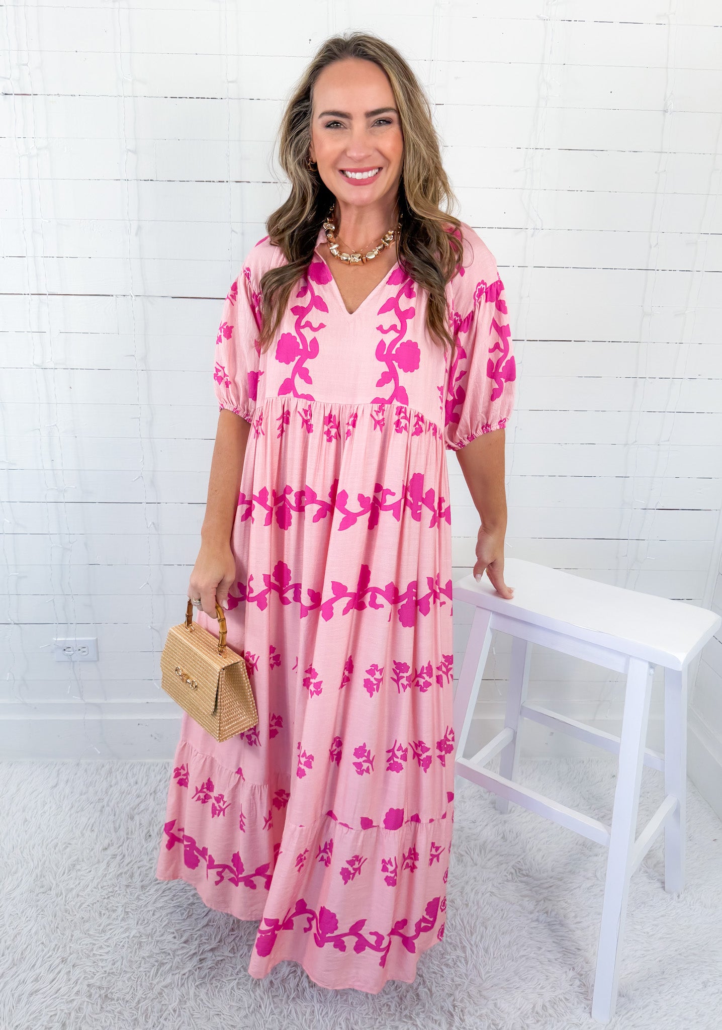 Delilah Shades of Pink Midi Dress Umgee