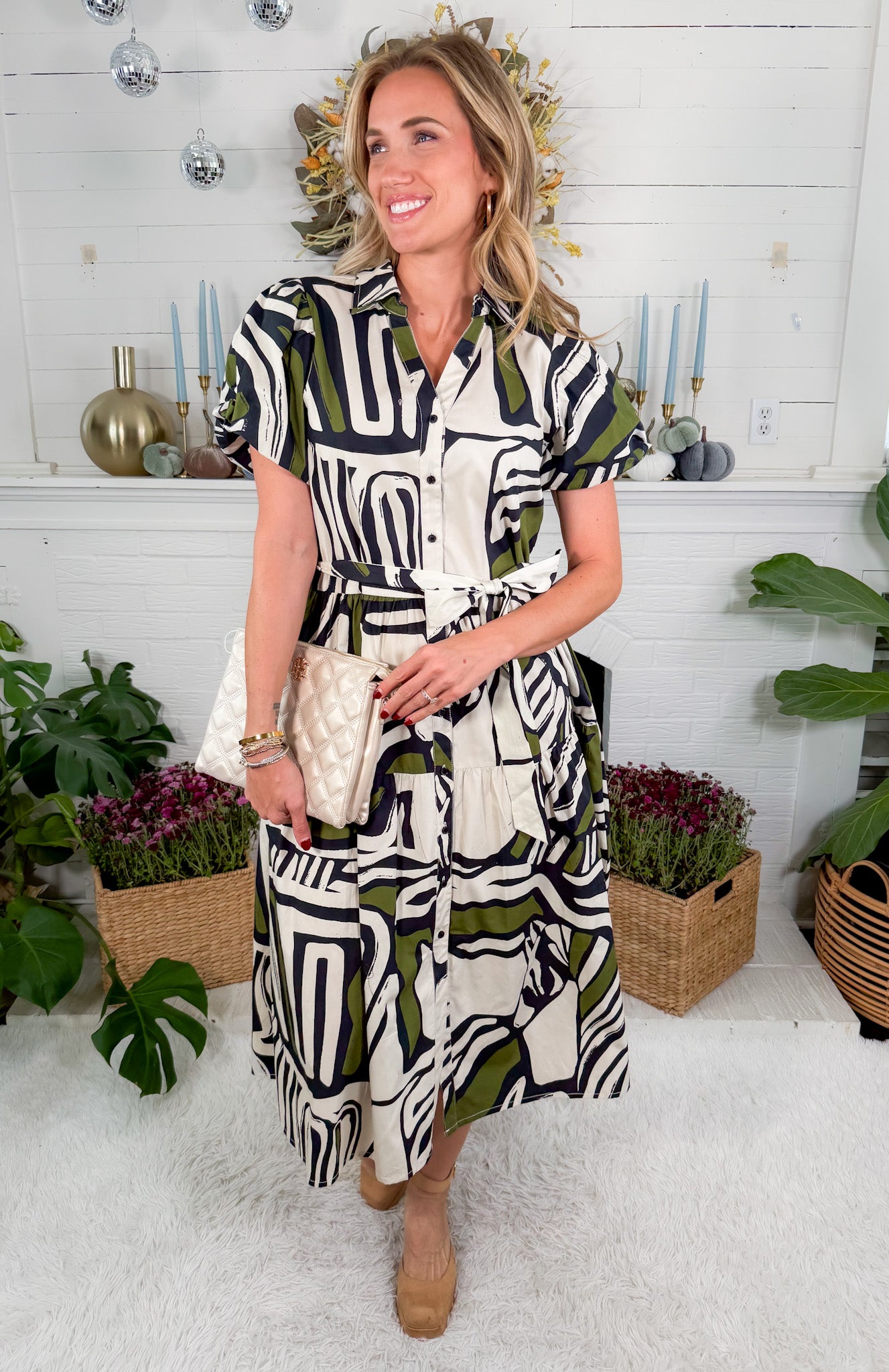 Della Zebra + Olive Maxi Dress Maude Vivante