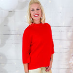 Delores Red Mock Neck Sweater