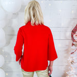 Delores Red Mock Neck Sweater