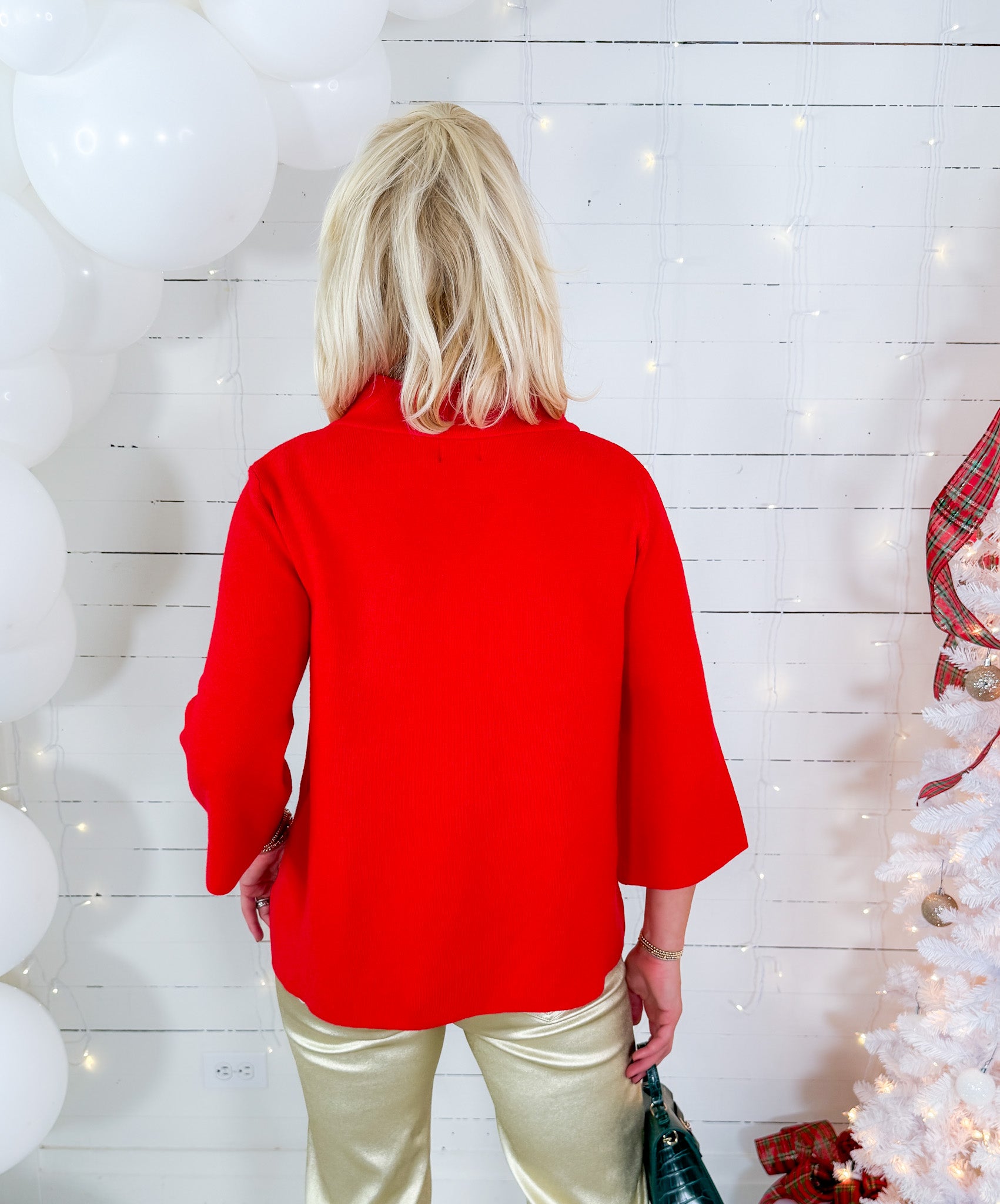 Delores Red Mock Neck Sweater