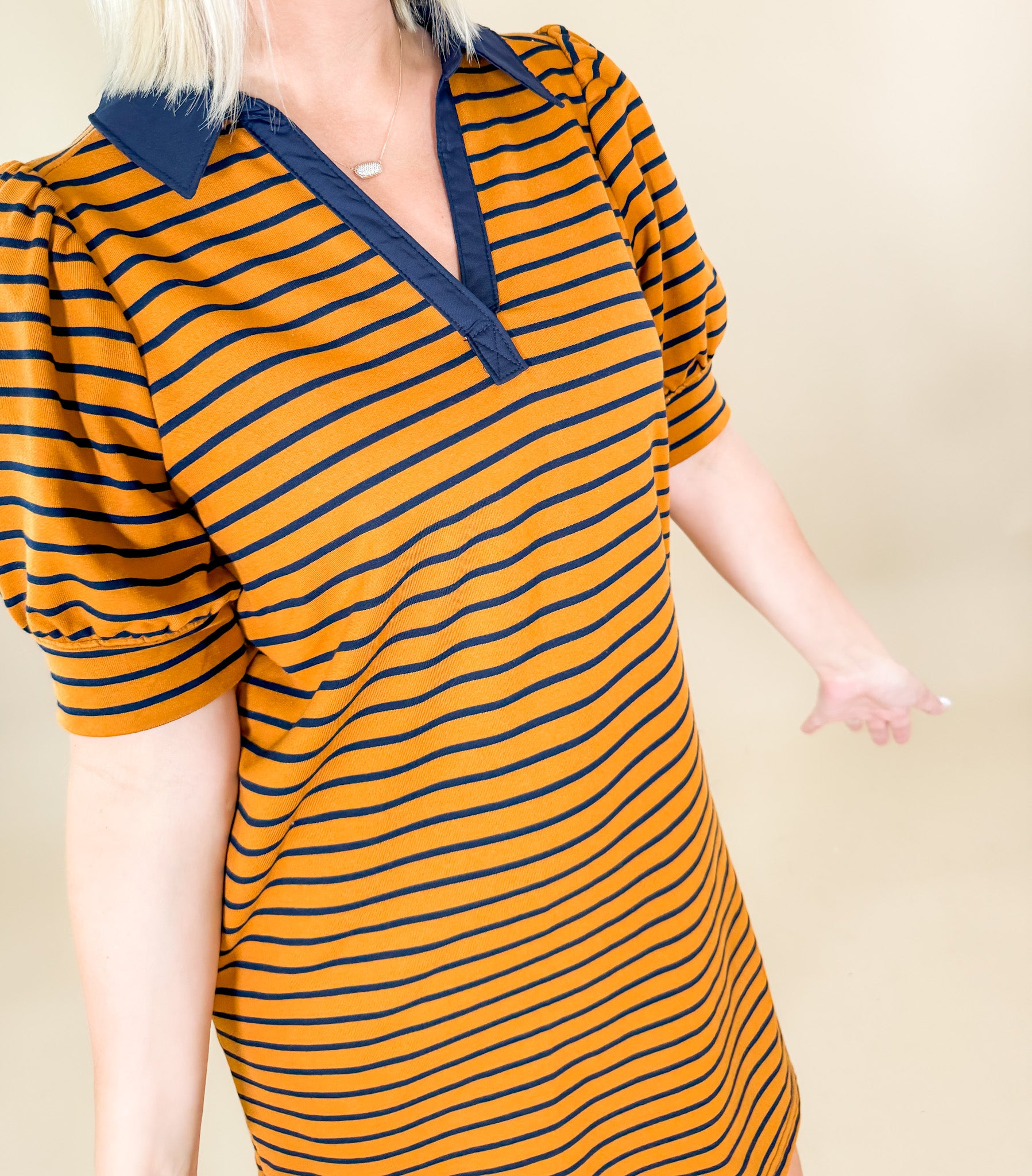 Delores_Rust_Navy_Striped_Knit_Mini_Dress