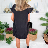 Denney Black Fine Corduroy Mini Dress Molly Bracken
