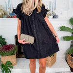 Denney Black Fine Corduroy Mini Dress Molly Bracken