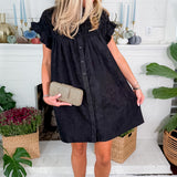 Denney Black Fine Corduroy Mini Dress Molly Bracken