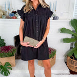 Denney Black Fine Corduroy Mini Dress Molly Bracken