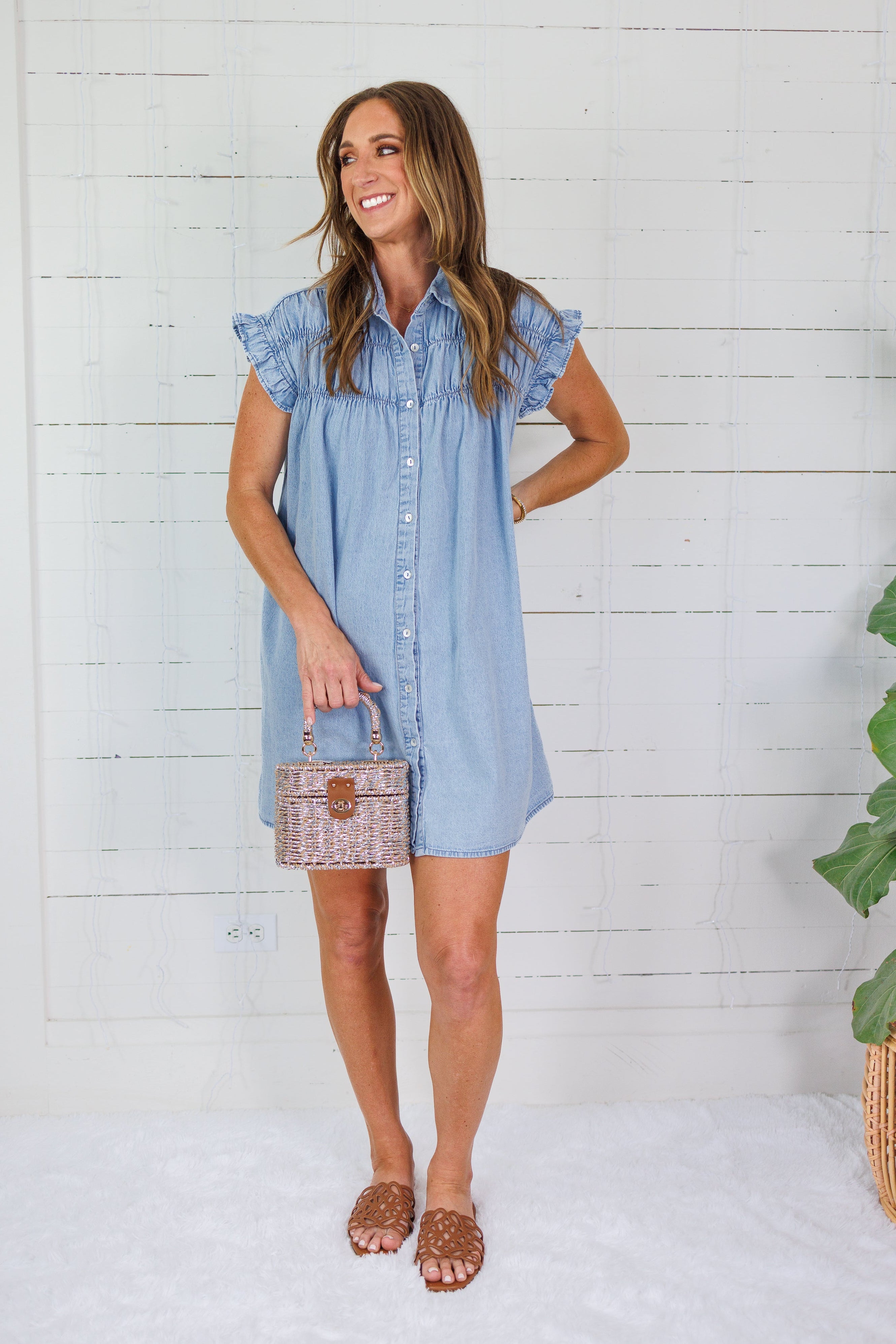 Denney Chambray Mini Dress Molly Bracken