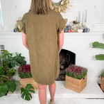 Denney Olive Fine Corduroy Mini Dress Molly Bracken