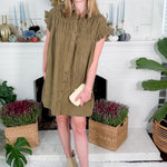 Denney Olive Fine Corduroy Mini Dress Molly Bracken