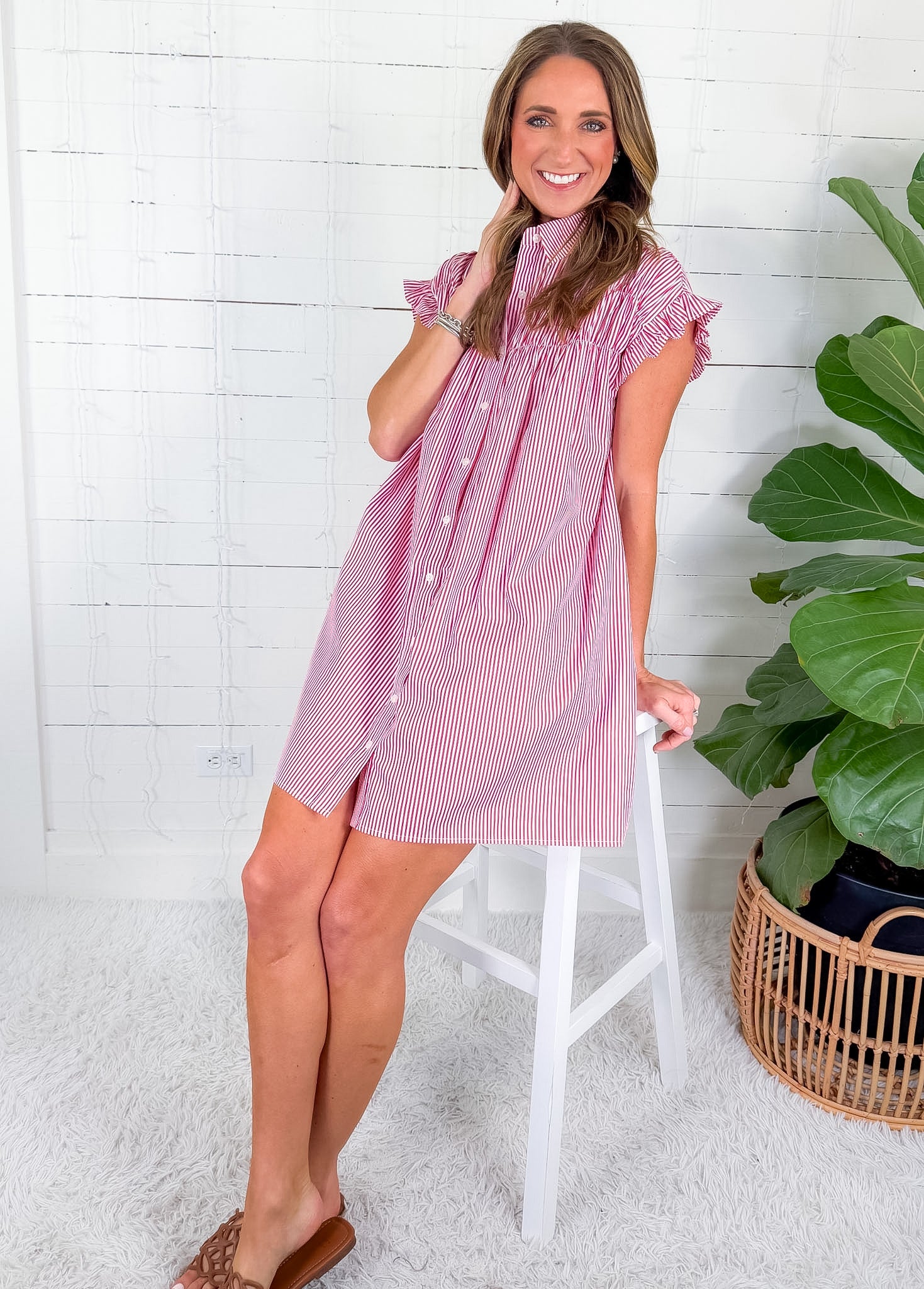 Denney Red Stripe Mini Dress Molly Bracken