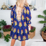 Derrill Ink Blue Floral Mini Dress THML