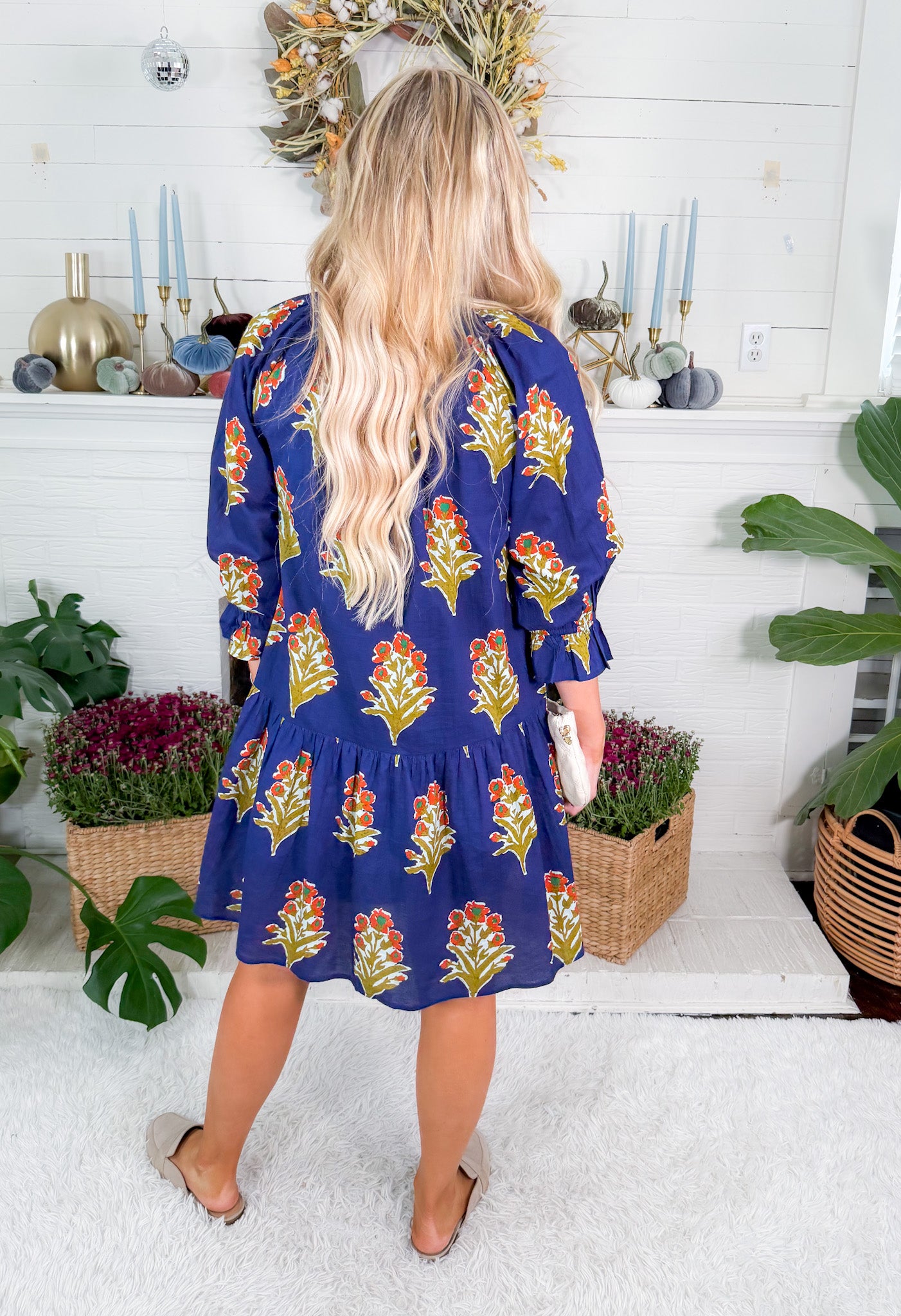 Derrill Ink Blue Floral Mini Dress THML