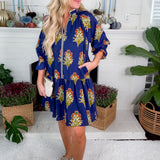 Derrill Ink Blue Floral Mini Dress THML