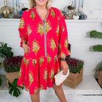Derrill Magenta Floral Mini Dress THML