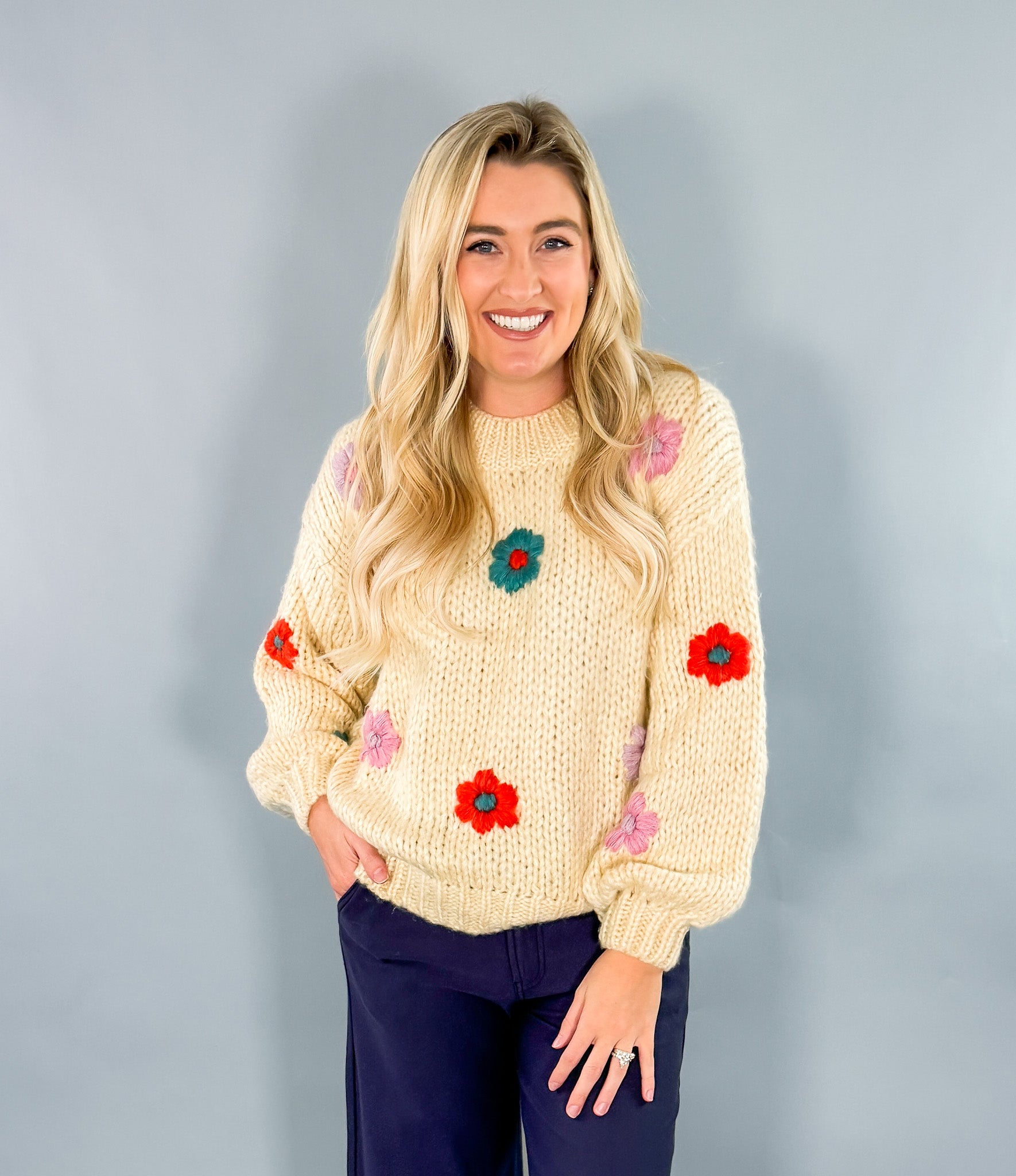 Desiree Creme Daisy Chunky Sweater FRNCH