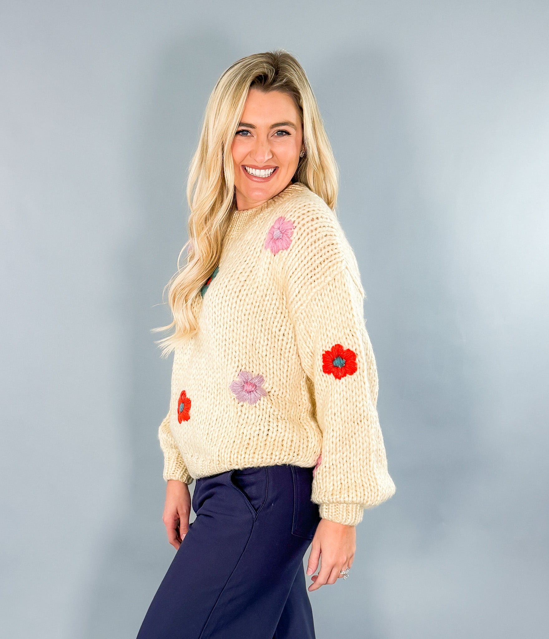 Desiree Creme Daisy Chunky Sweater FRNCH