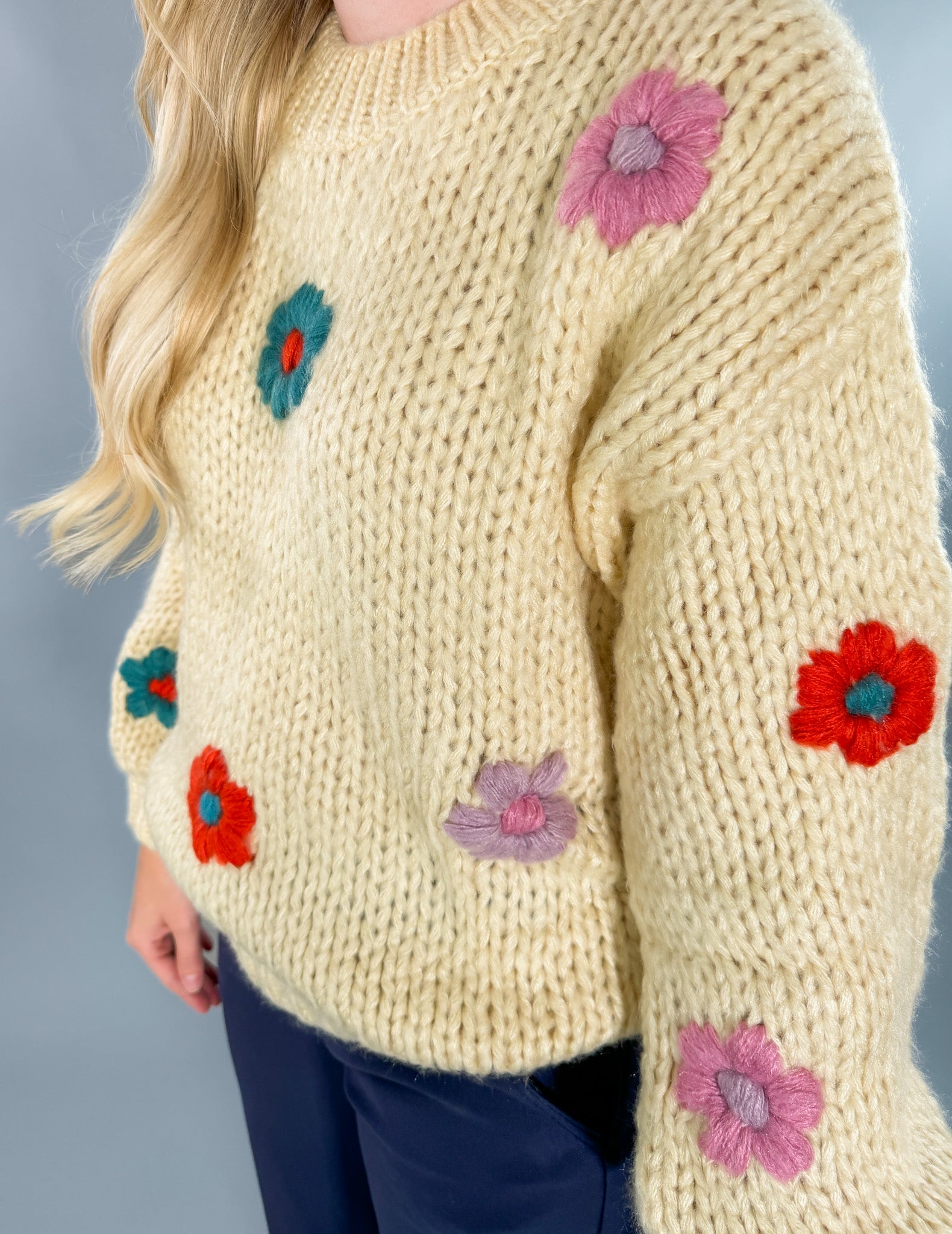 Desiree Creme Daisy Chunky Sweater FRNCH