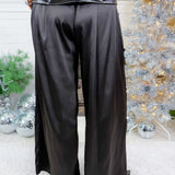 Desmond Black Satin Wide Leg Pants PINCH
