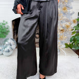 Desmond Black Satin Wide Leg Pants PINCH
