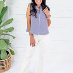 Dewitt Navy Stripe Sleeveless Top Glam