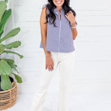 Dewitt Navy Stripe Sleeveless Top Glam