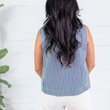 Dewitt Navy Stripe Sleeveless Top Glam
