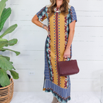 Diana Terracotta Tapestry Maxi Dress Briton Court