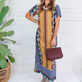 Diana Terracotta Tapestry Maxi Dress Briton Court