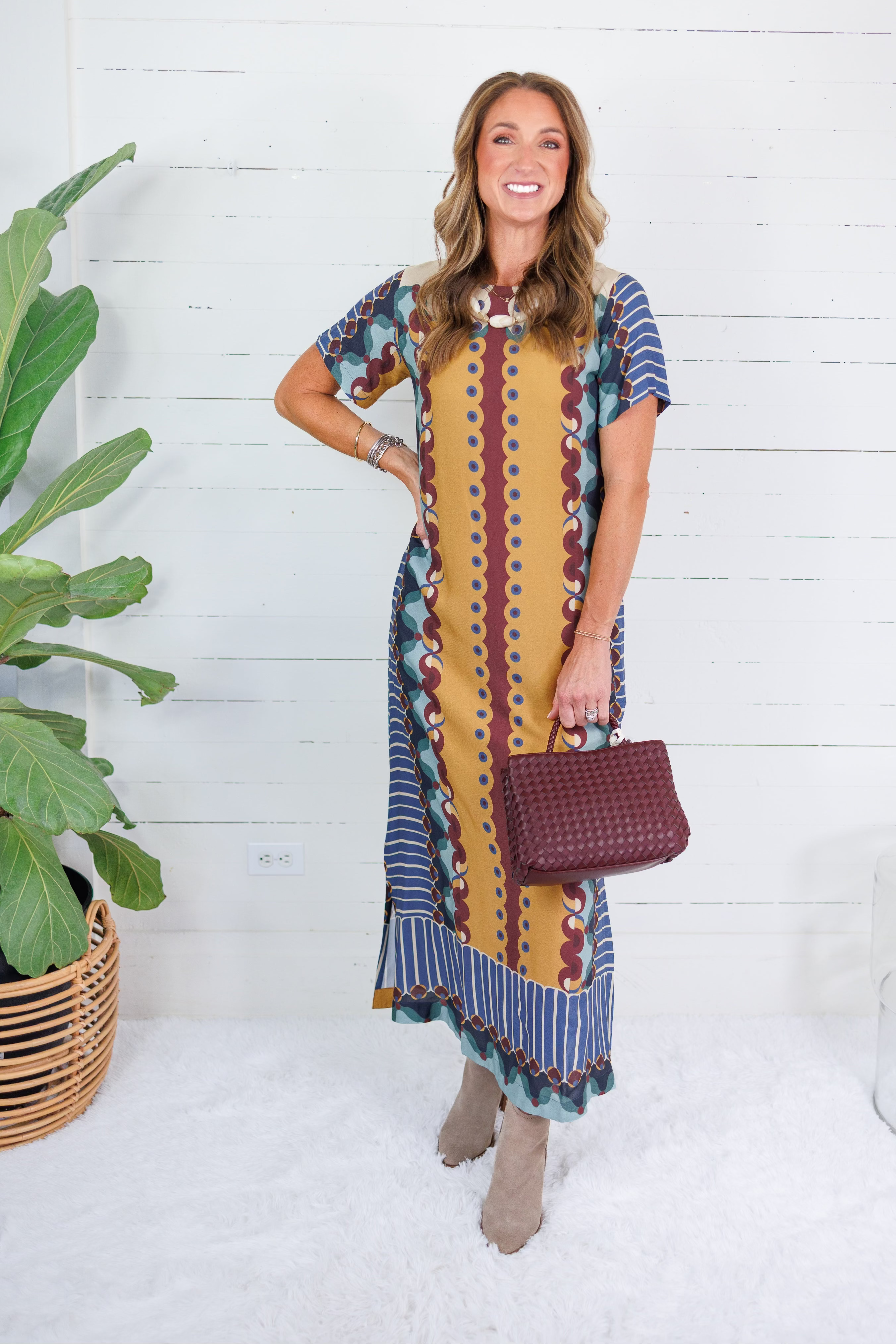Diana Terracotta Tapestry Maxi Dress Briton Court