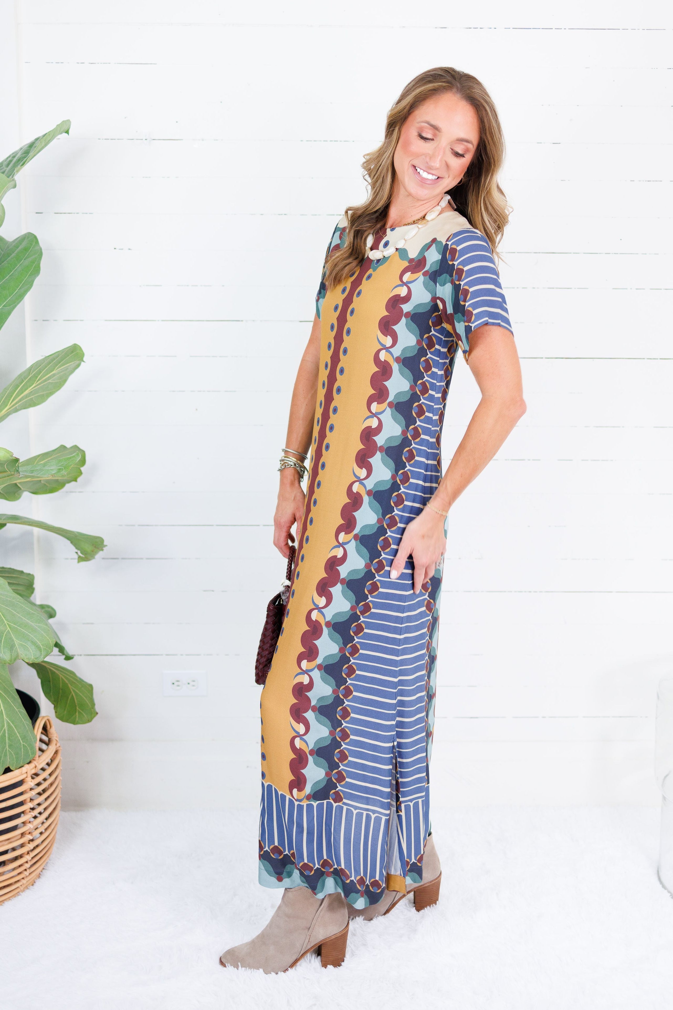Diana Terracotta Tapestry Maxi Dress Briton Court