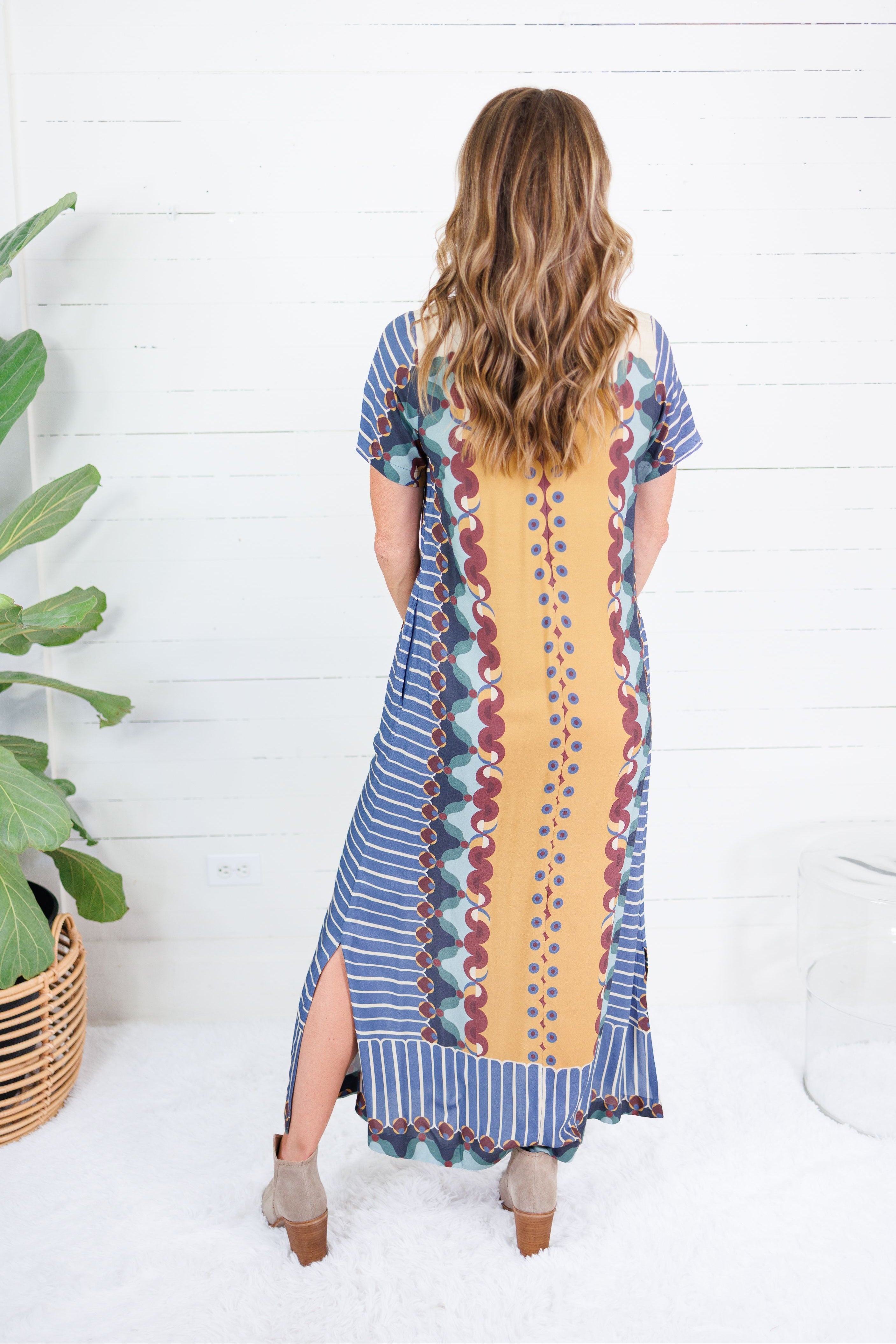 Diana Terracotta Tapestry Maxi Dress Briton Court