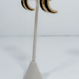 Diego Embossed Leather and Gold Textured Half Hoops