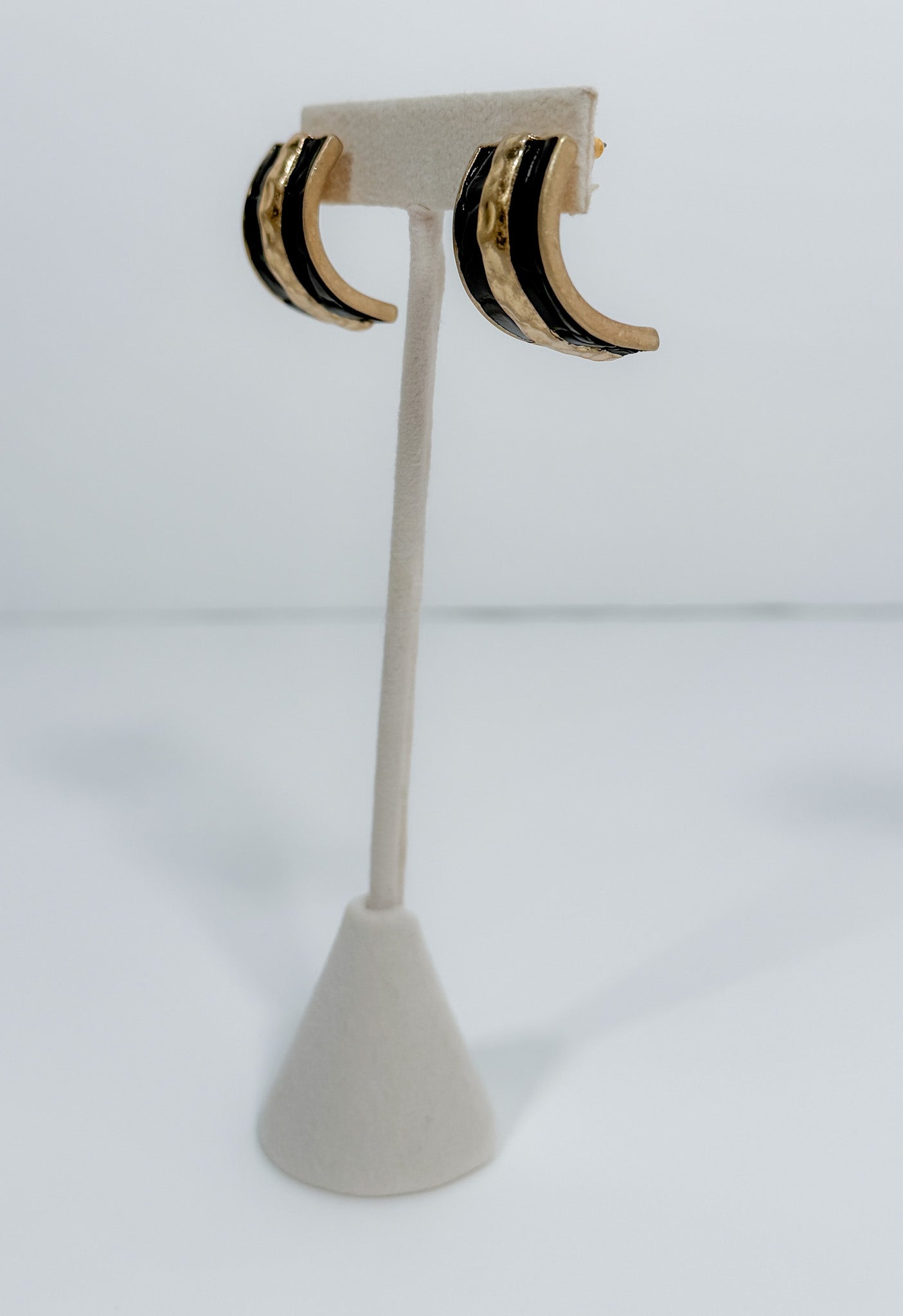 Diego Embossed Leather and Gold Textured Half Hoops