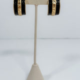 Diego Embossed Leather and Gold Textured Half Hoops