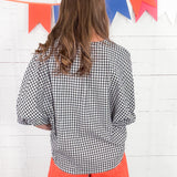 Diplomat Navy Gingham Top