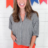Diplomat Navy Gingham Top
